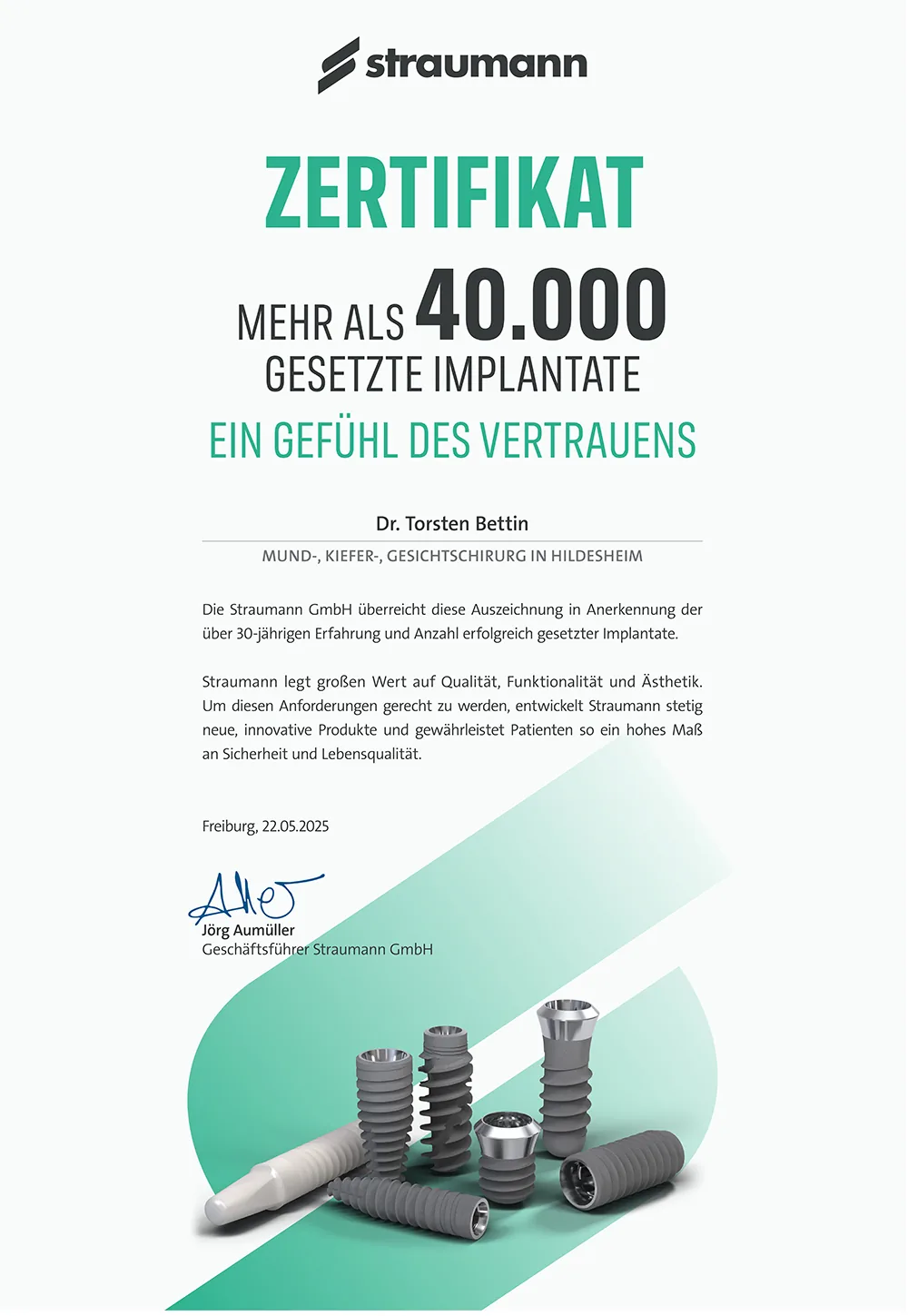 Zahnarzt Hildesheim Implantat Zertifikat